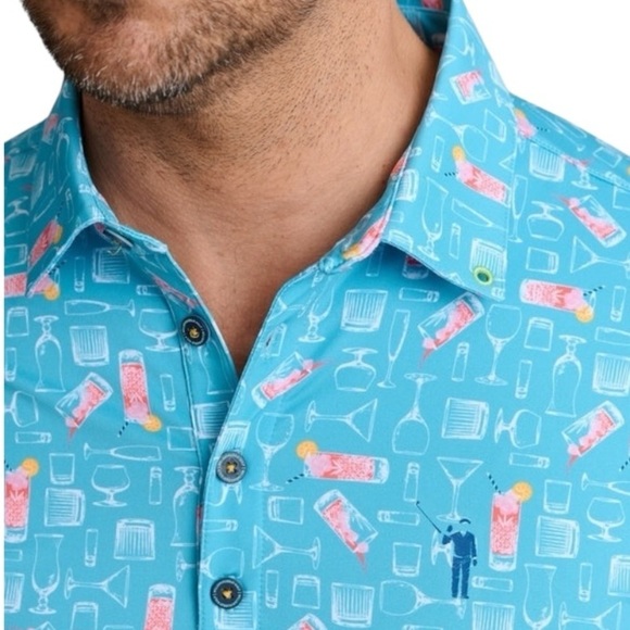 William Murray Golf Azalea Cocktail S/S Polo Light Blue Coral Size L NEW SEALED - Picture 2 of 8